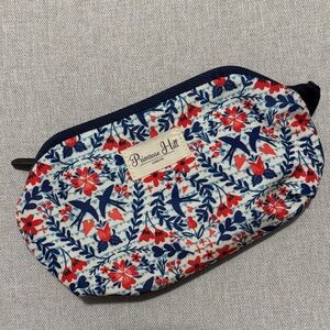 Like New Primrose Hill MakeUp Bag-Red/Navy/Cream Print-ZipTop